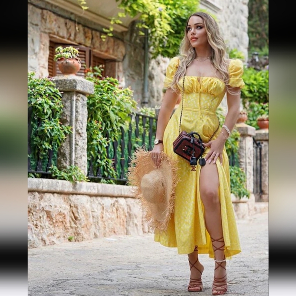 Yellow & White Dress